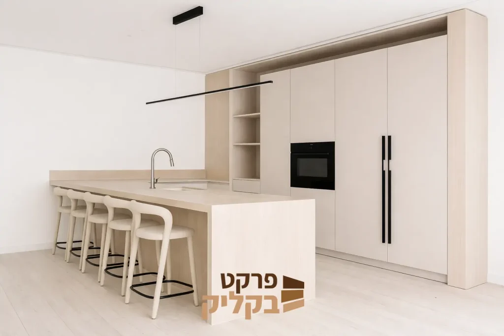 פרקט לSPC בגוון אלון מלובן במטבח
